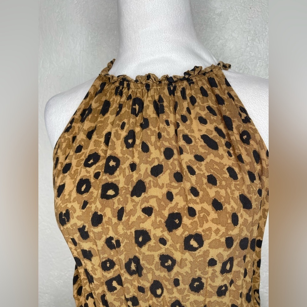 Ava&Viv Animal Print Halter Tie Waist Midi Sundress Boho Tiered Flowy Resort Lg - Picture 6 of 13